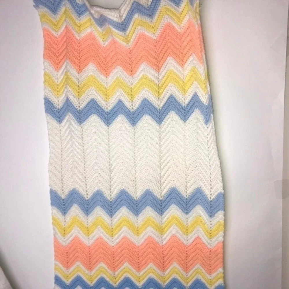 Crochet‎ Blanket Pastel Color Grannycore Chevron Pattern